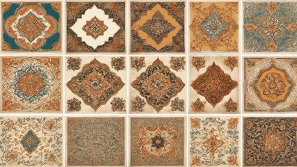 Fototapeta na wymiar Geometric tiles pattern. Abstract design. Intricate tiles.