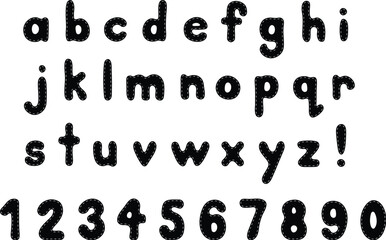 Naklejka premium Lowercase Stitch Patch Alphabet Letters and Numbers Clipart - Silhouette Stamps