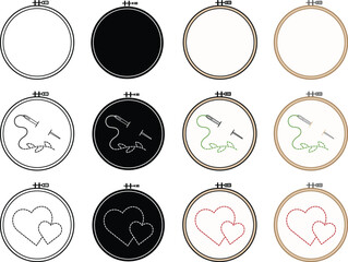 Embroidery Cross-Stitch Hoop Clipart - Outline, Silhouette & Color © ATerra
