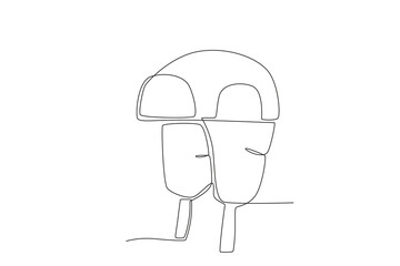 Obraz na płótnie Canvas A helmet for winter. Winter one-line drawing