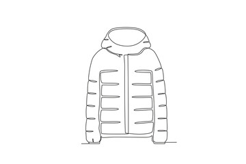 A thick jacket for winter. Winter one-line drawing