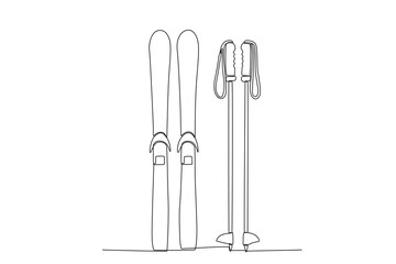 Sky playground equipment. Winter one-line drawing