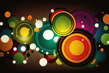 Abstract colorful circles on a dark background