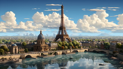 Fototapeta na wymiar The Eiffel Tower in Paris France