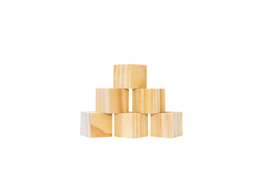 Wooden geometric shapes cube for conceptual design. Education game. isolated on white background.PNG
