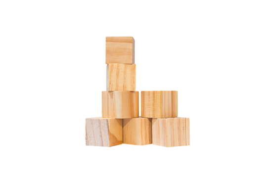 Wooden geometric shapes cube for conceptual design. Education game. isolated on white background.PNG