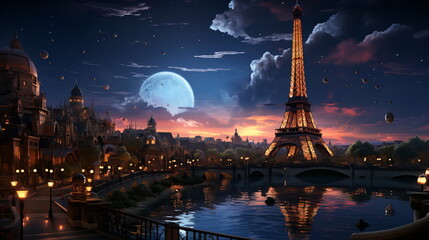 The Eiffel Tower in Paris France - obrazy, fototapety, plakaty