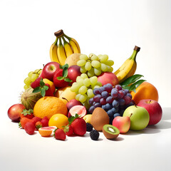 Variety of colorful fruits, each on its own isolated white background