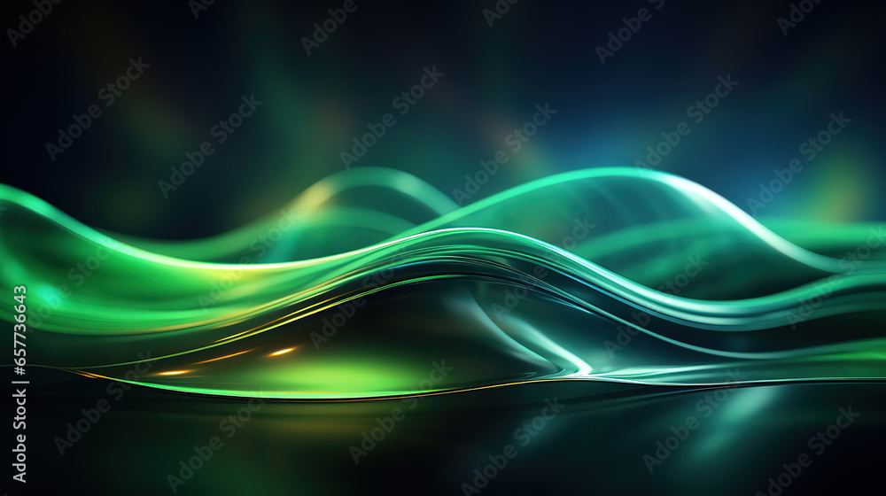 Poster green and white background with abstract speed and radiant light. generative ai