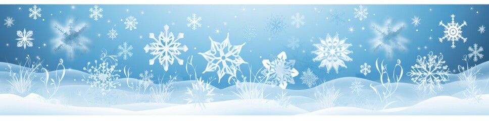 Fototapeta na wymiar A winter wonderland with blue and white snowflake background