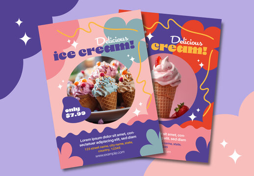 Colorful Modern Ice Cream Advertisement Flyer