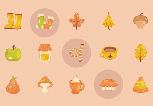 Cozy Hand-Drawn Autumn Essentials Sticker Set