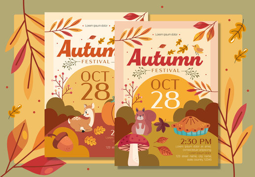Warm Autumn Festival Seasonal Event Flyer Template