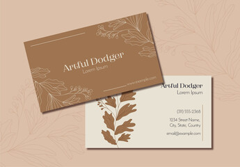 Brown Floral Business Card
