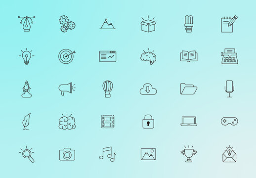 Minimalist Creative Innovation Business Icons Set