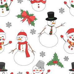 Christmas theme line art doodle cartoon pattern seamless illustration, Merry Christmas.