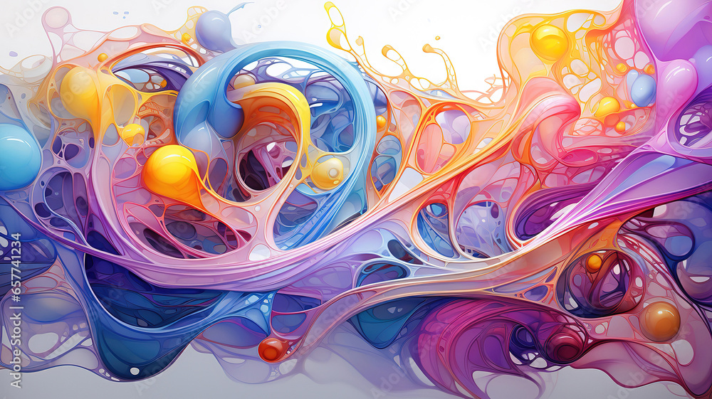 Poster fractal world abstraction, bright color. generative ai