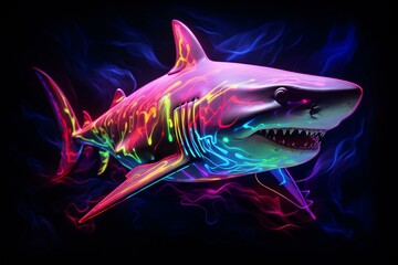 neon shark art. Generative AI