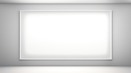 White LED Creative Abstract Geometric Frame. Textured photorealistic mount. Abstract Bright Surface Geometrical Horizontal Background. Ai Generated Photo frame with copy space.