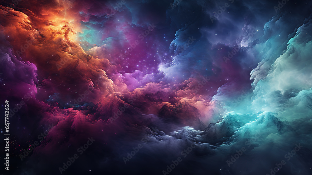 Poster abstract colorful nebula background. generative ai