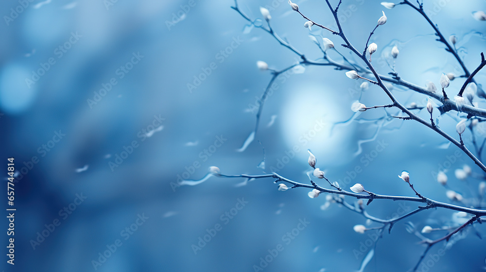 Poster frozen branch of a tree. generative ai