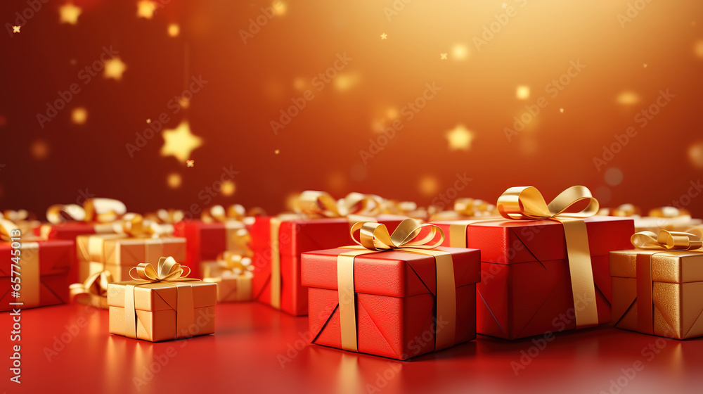 Aufkleber flat lay arrangement of wrapped presents with copy space. generative ai
