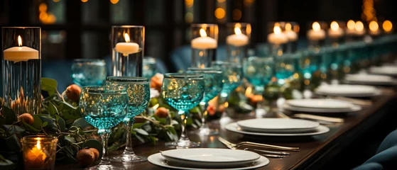 Foto op Plexiglas Wooden table setting and decoration for meal time © Adobe Contributor