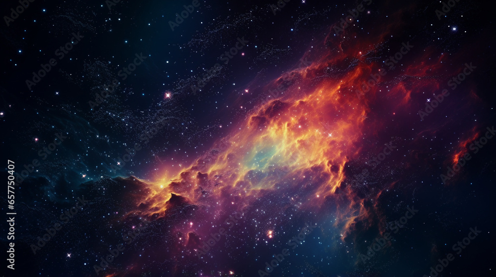 Poster universe with wonderful psychedelic and stars with generative ai
