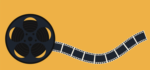 Vector background with vintage film reel. Movie and film design template. Vector illustration