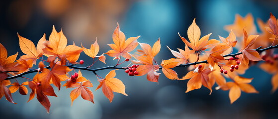 Naklejka na ściany i meble maple leaf red autumn sunset tree background