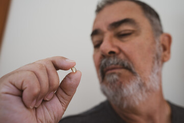 Mature Male Portrait with Expressive Facial Hair Indoors