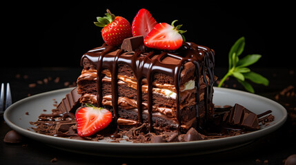 Celebrate national day for the decadent chocolate cake. Generative Ai