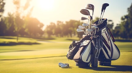 Golf Equipments: in the Serene Green Landscape