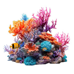 Obraz na płótnie Canvas Tropical coral reef. Colorful coral reef isolated on transparent background