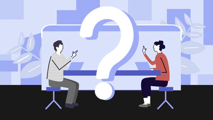 flat design illustration,business meeting and conferencein office、person in a meeting