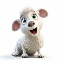 little lamb in cartoon style, white background