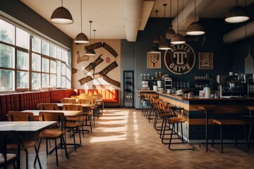Interior of a fast food restaurant - Powered by Adobe