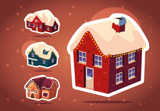 Warm and Cozy Winter Village Sticker Set