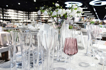 table setting with cups and glasses