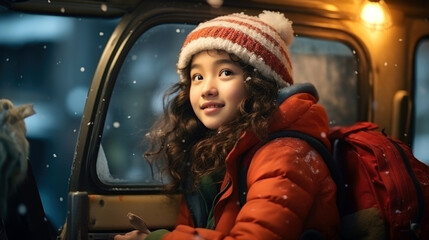 Magical Snowy Nights: Girl, and the Spirit of Christmas
