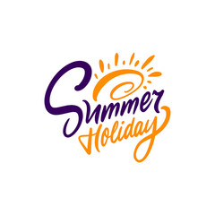 Summer holiday lettering phrase. Colorful vector art.