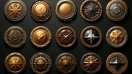 Wooden and gold buttons for ui game.
