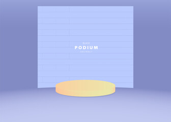Podium realistic minimal scene for mockup product display.Stage showcase with pastel geometric frame vector illustration.