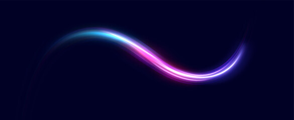 Neon speed lines. Dynamic light motion traces. Light trace wave, trace line.	
