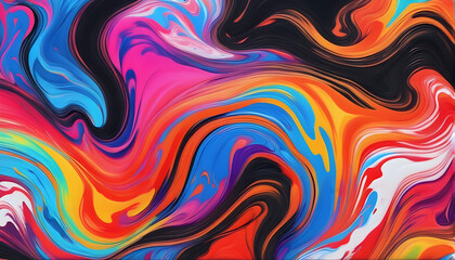 Fototapeta na wymiar Abstract marbled acrylic paint ink painted waves painting texture colorful background banner Bold colors, rainbow color swirls wave