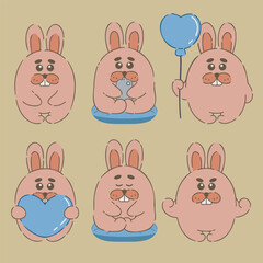 Set of animal in cartoon style with various action vector