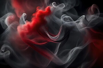 red and gray smoke on black background generated by AI technology