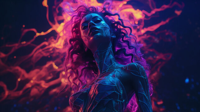 darksynth and psychedelic synthwave, colorful digital art expressions and evil smiles generative ai