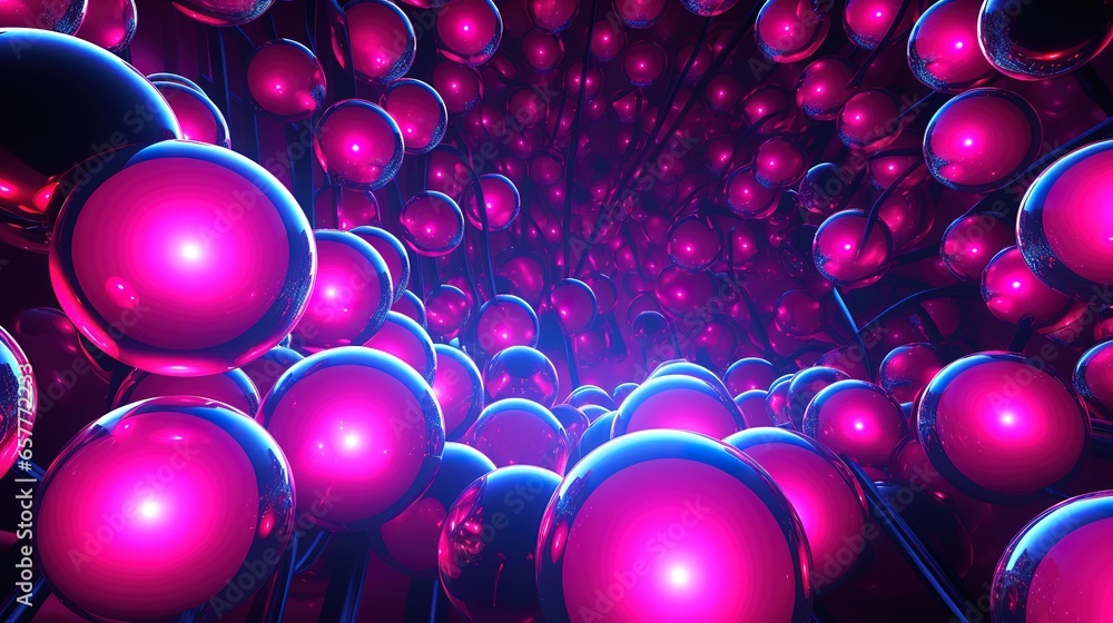 Wall mural neon balls, dark background