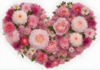 Floral hear rose pink. Generative Ai